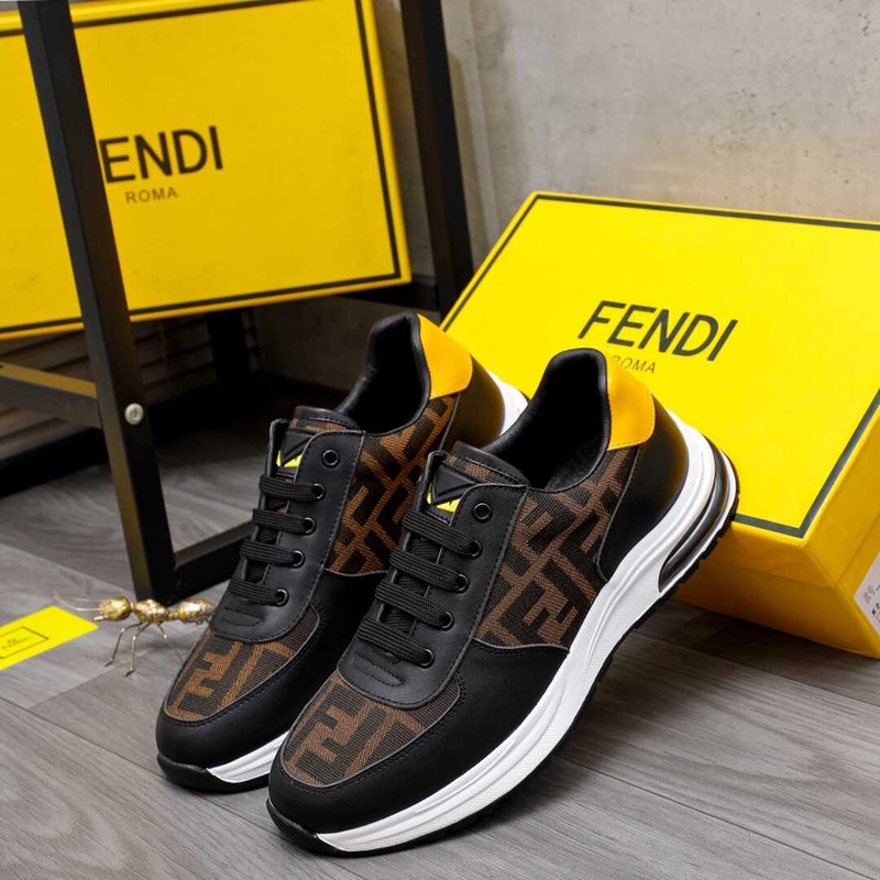 F**di black sneakers logo fabric flatform