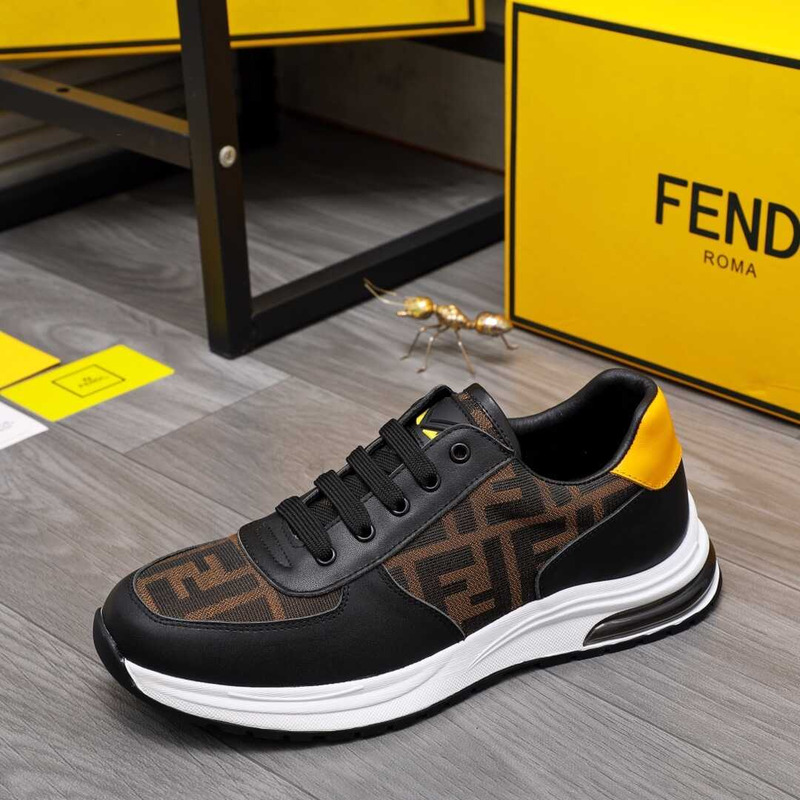 F**di black sneakers logo fabric flatform