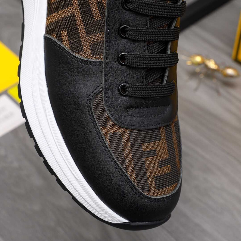 F**di black sneakers logo fabric flatform