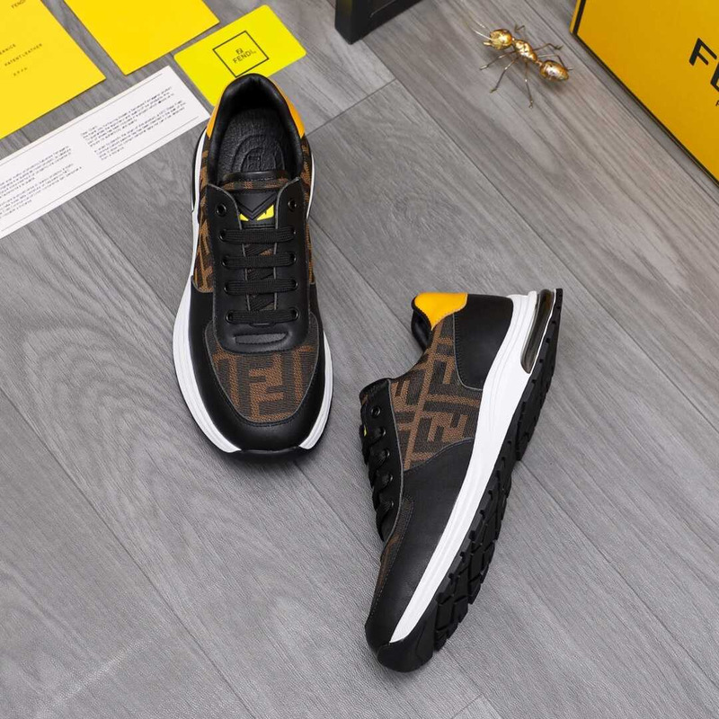 F**di black sneakers logo fabric flatform