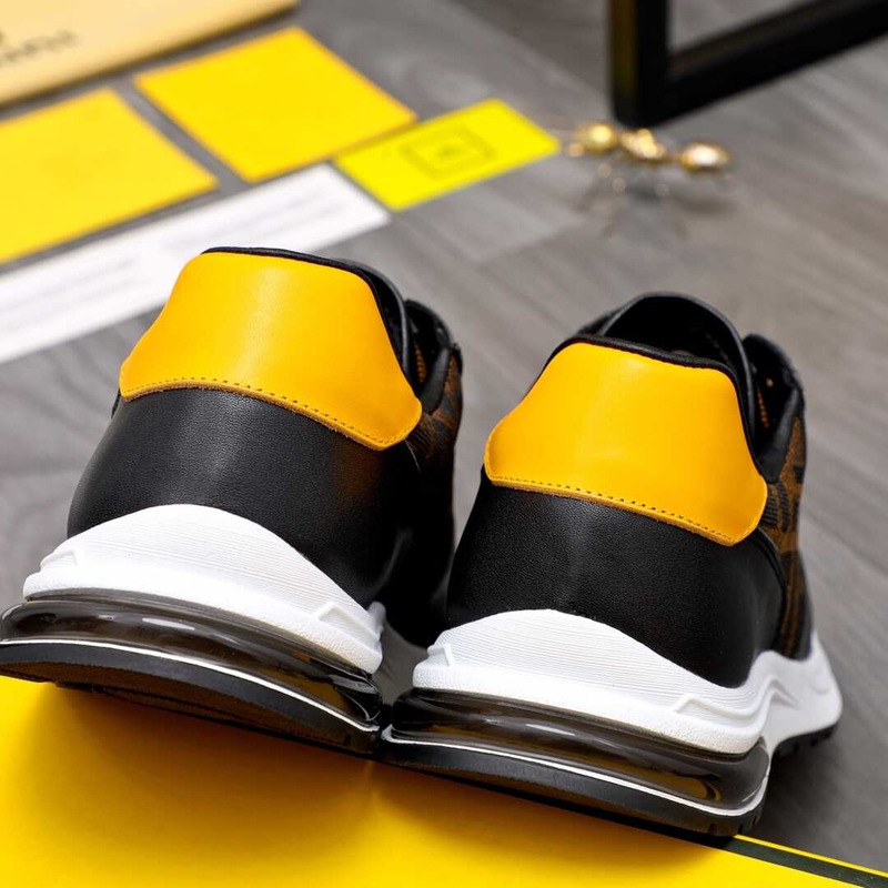 F**di black sneakers logo fabric flatform