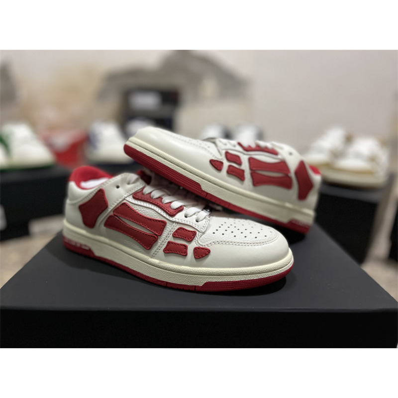 AMIRI Skel Leather Low-Top Sneakers White&Red