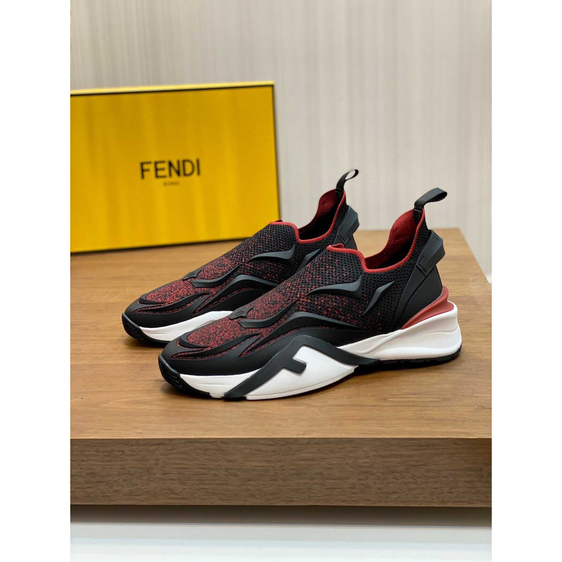 F**di flow knit low-top sneakers black&red
