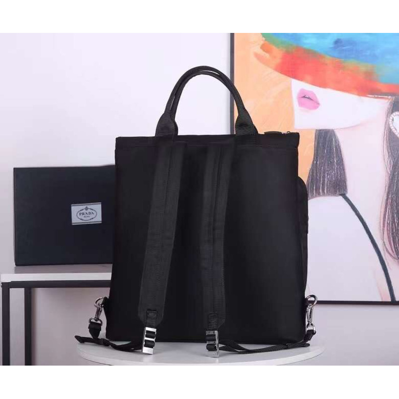 Pra*a re-nylon and saffiano leather tote