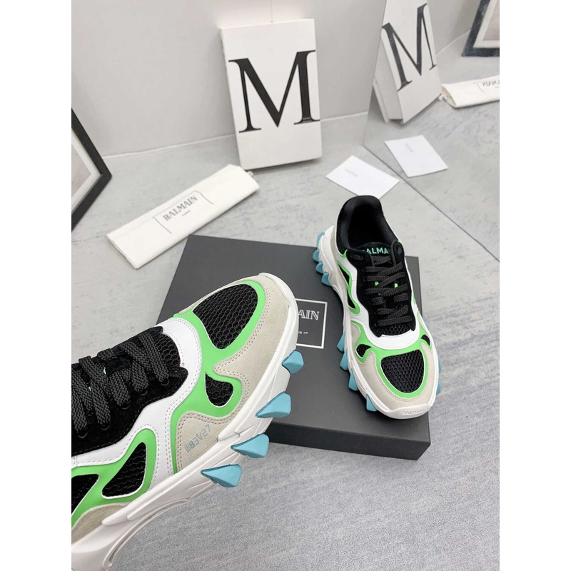 Balmain B-East Trainer In Leather Suede And Mesh Multi Color