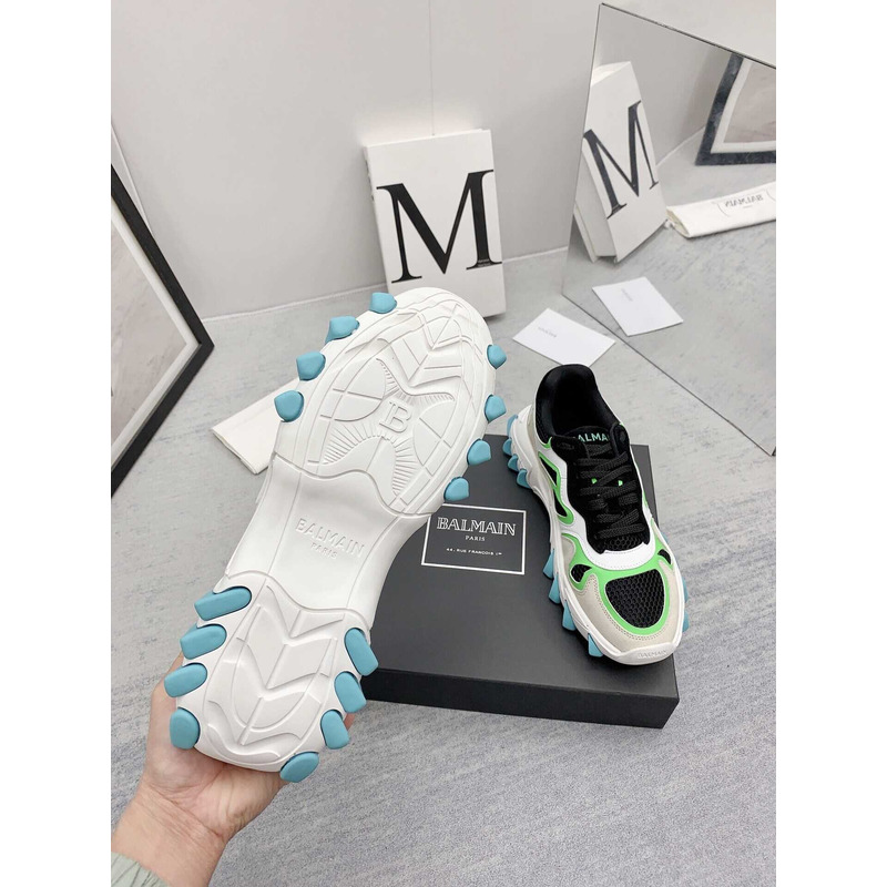 Balmain B-East Trainer In Leather Suede And Mesh Multi Color