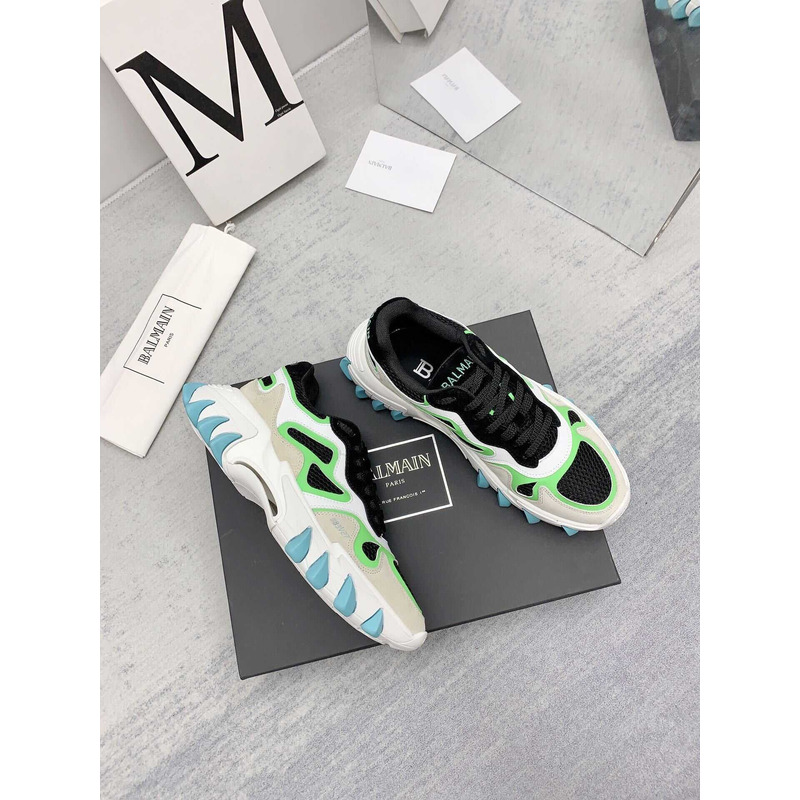 Balmain B-East Trainer In Leather Suede And Mesh Multi Color