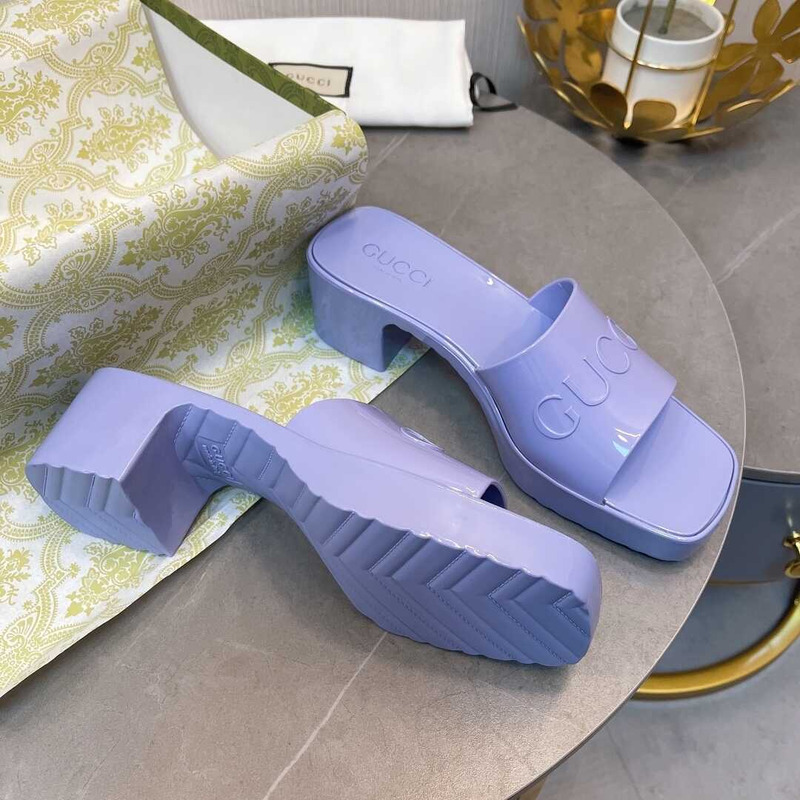 G*u*i women rubber slide sandal purple