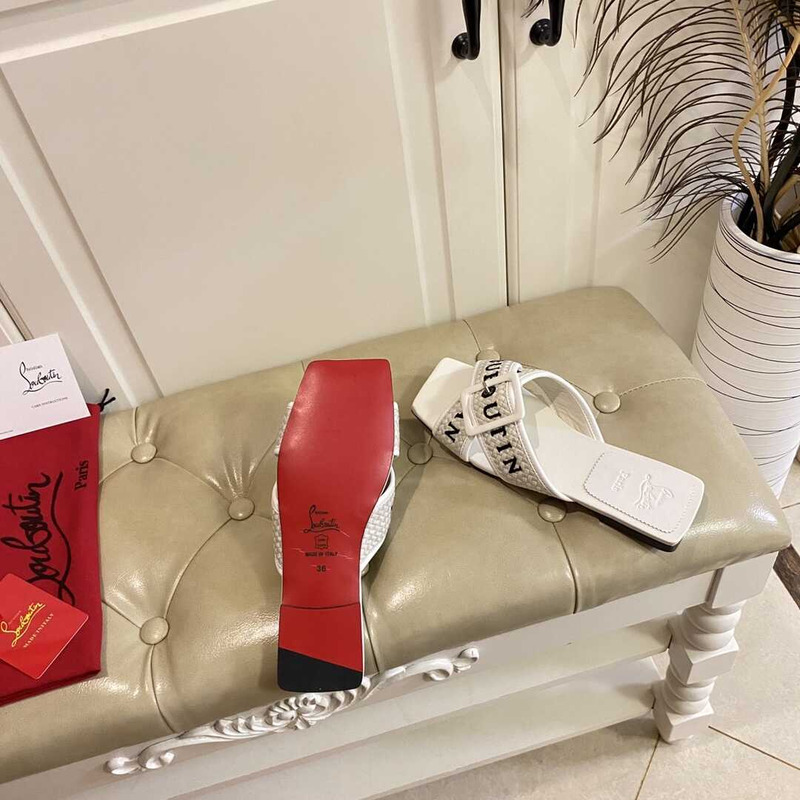 Ch**an louboutin crossimule leather sandals white