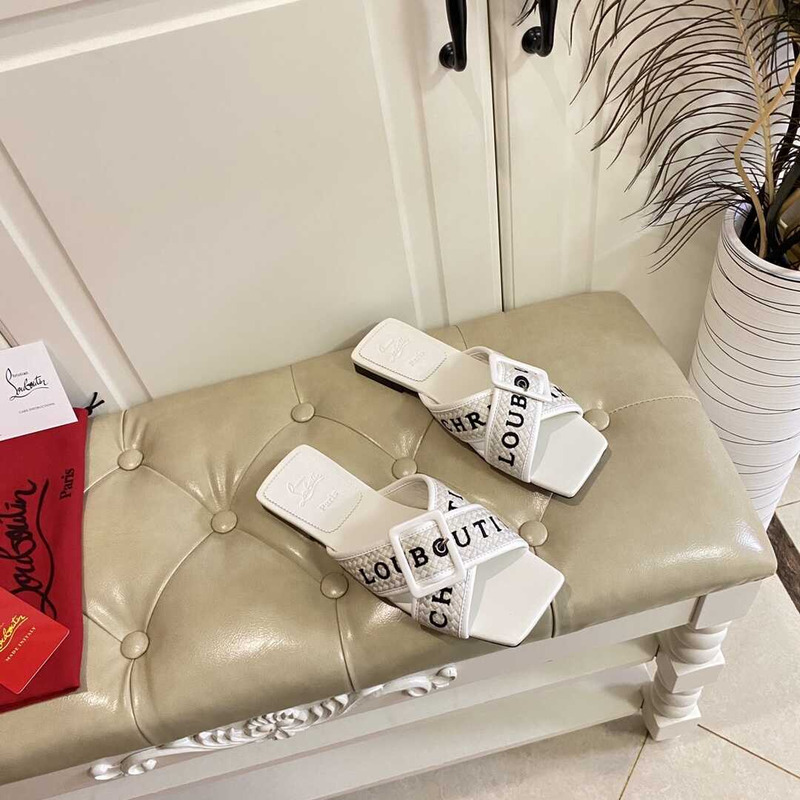 Ch**an louboutin crossimule leather sandals white