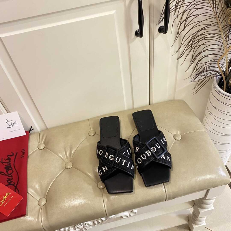 Ch**an louboutin crossimule leather sandals black