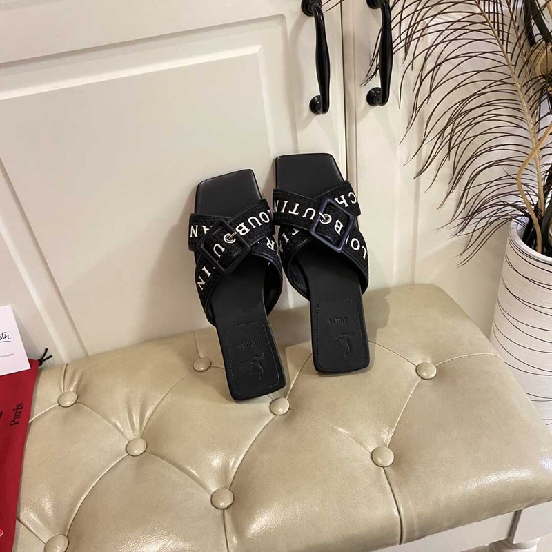 Ch**an louboutin crossimule leather sandals black