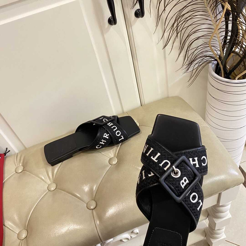 Ch**an louboutin crossimule leather sandals black