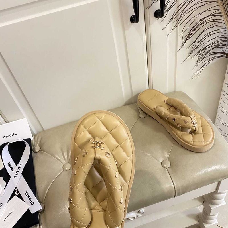 Ch*el leather sandals brown