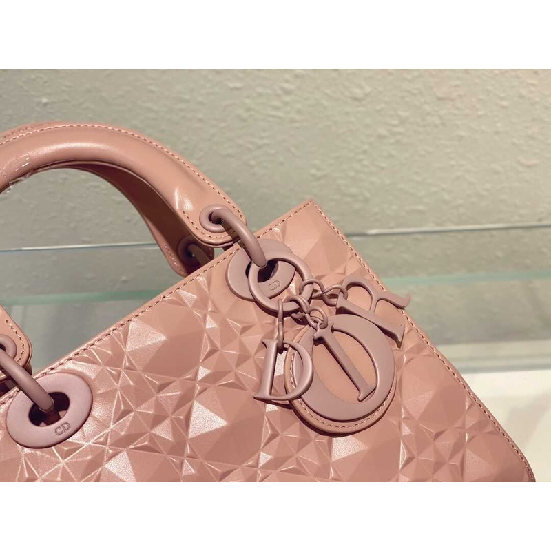 d*or small lady d*or my abacd*or calfskin Di*m*nd cannage bag rose pink