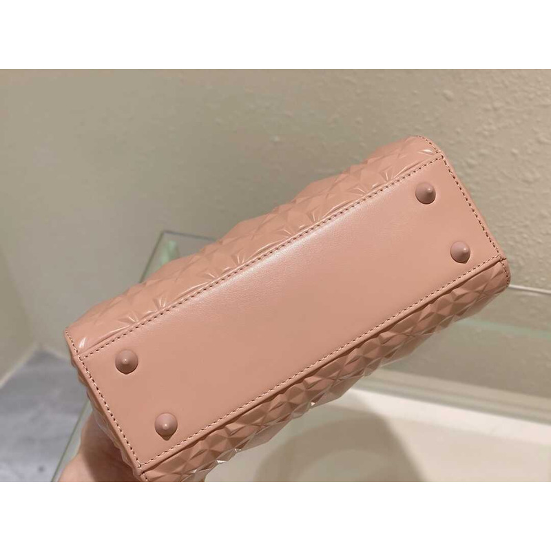 d*or small lady d*or my abacd*or calfskin Di*m*nd cannage bag rose pink