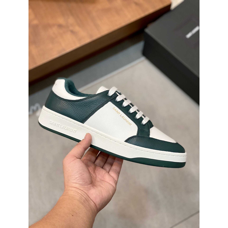 Saint Laurent Green Sl/61 Low Top Leather Sneakers