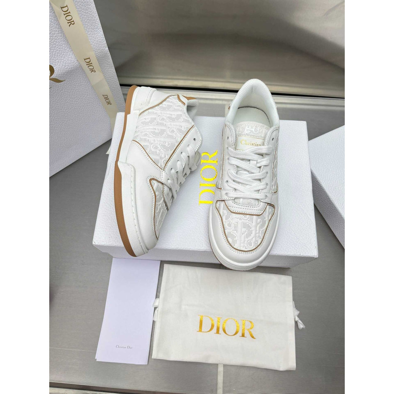 D*or white and nude oblique perforated calfskin