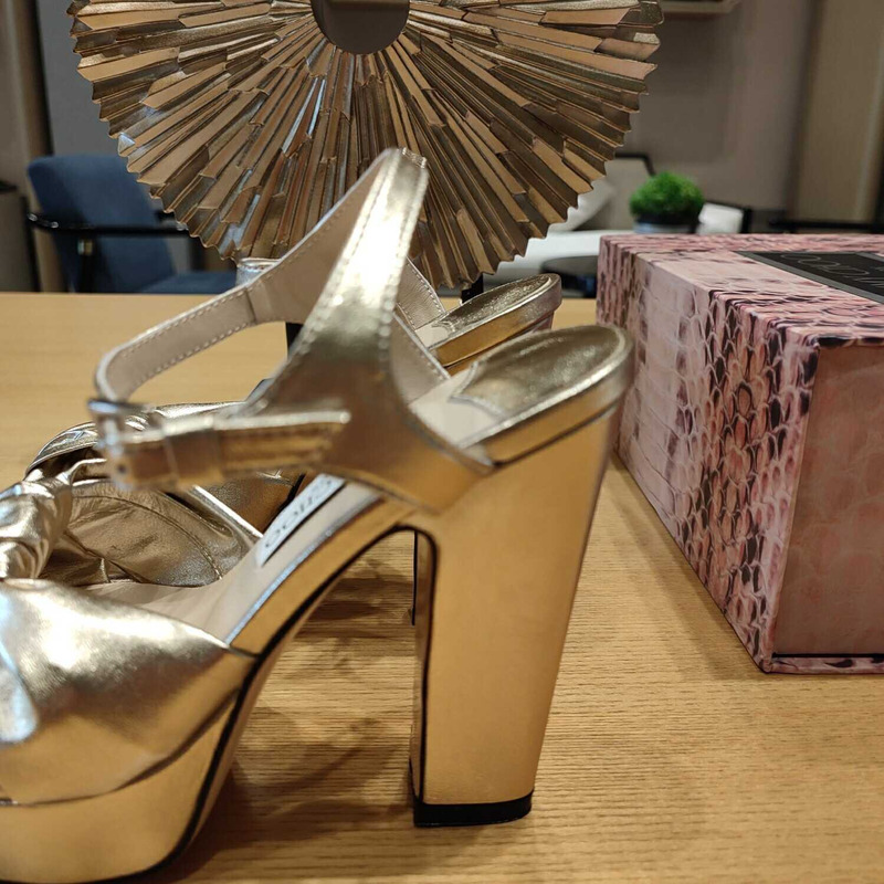 Jimmy Choo Heloise 120mm Open Toe Sandals Gold