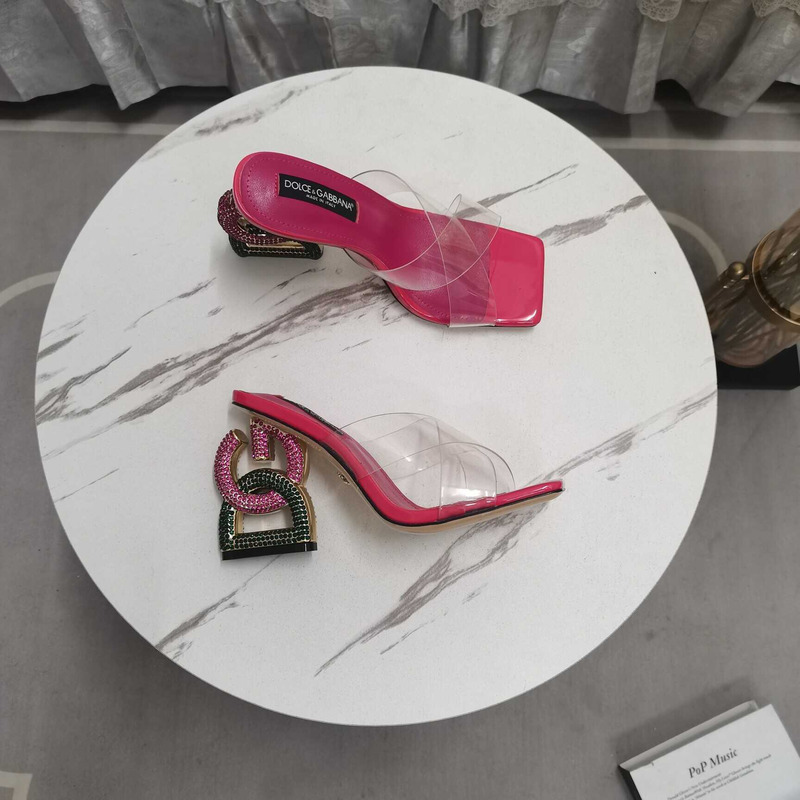 Dolce & Gabbana Strap Heeled Sandals Rose Red