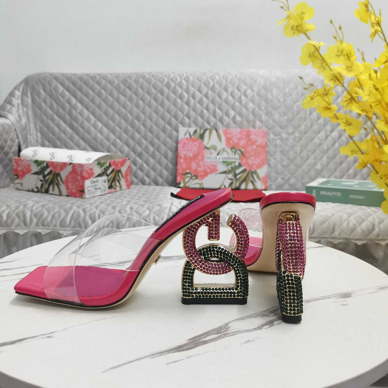 Dolce & Gabbana Strap Heeled Sandals Rose Red