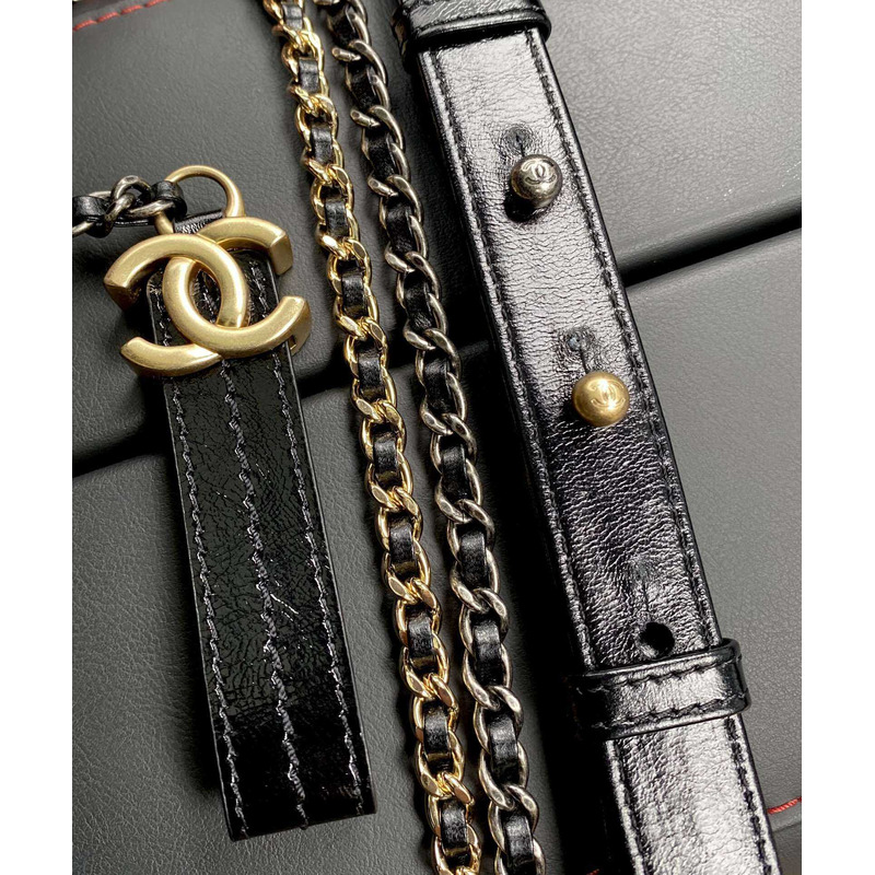 Ch*el gabrielle hobo bag crocodile embossed calfskin small black