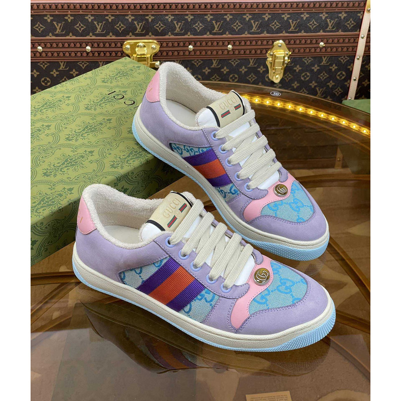 G*u*i screener lace-up sneakers purple and blue