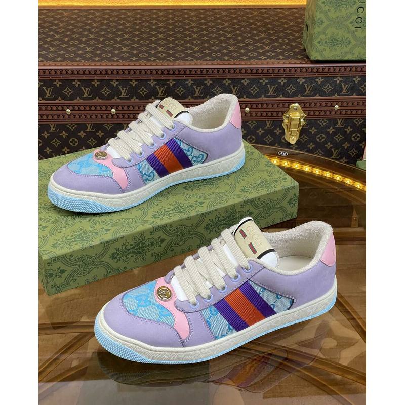 G*u*i screener lace-up sneakers purple and blue