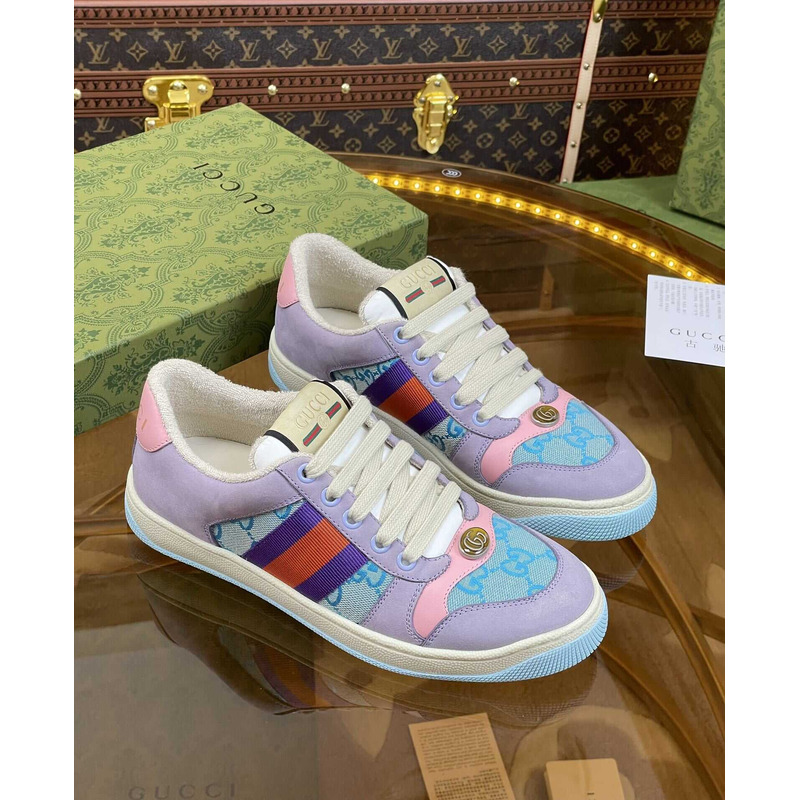 G*u*i screener lace-up sneakers purple and blue