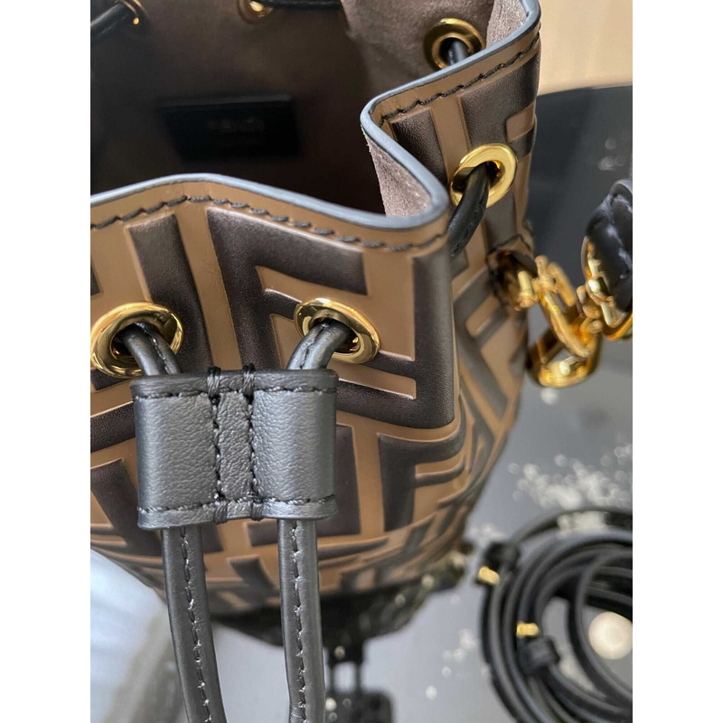 F**di mon tresor leather mini bag brown