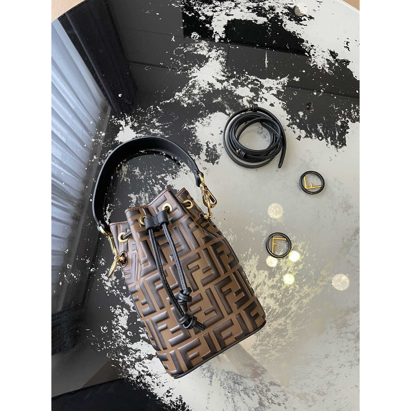 F**di mon tresor leather mini bag brown