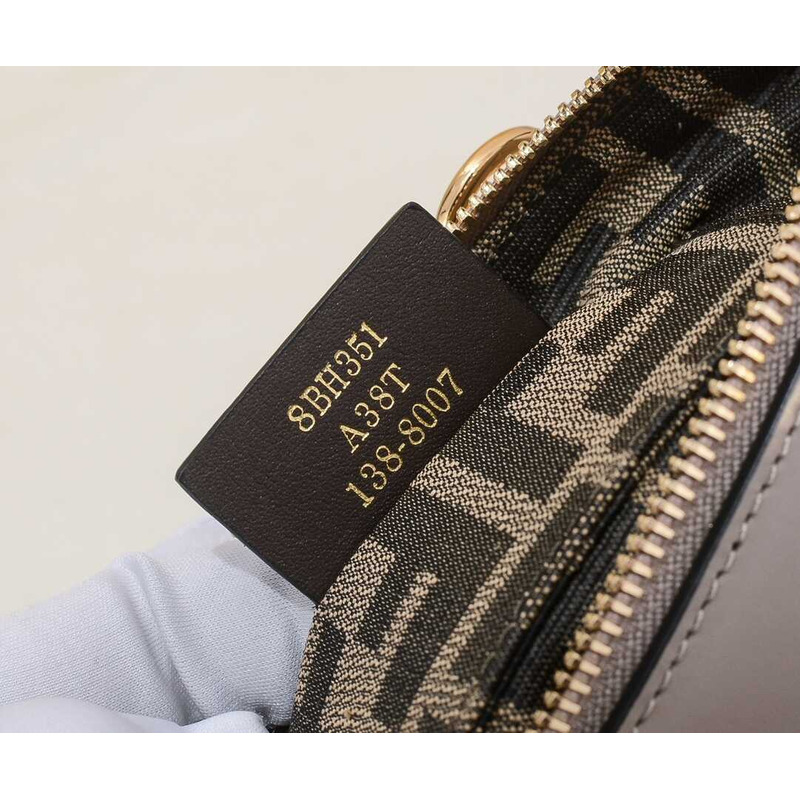 F**di by the way mini leather small boston bag grey brown