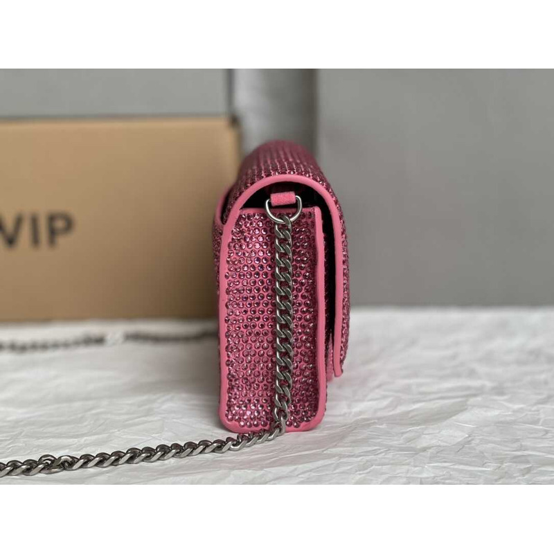 Ba*len*cia*ga hourglass chain wallet suede with crystals