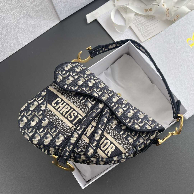 D*or saddle bag with strap D*or oblique jacquard blue