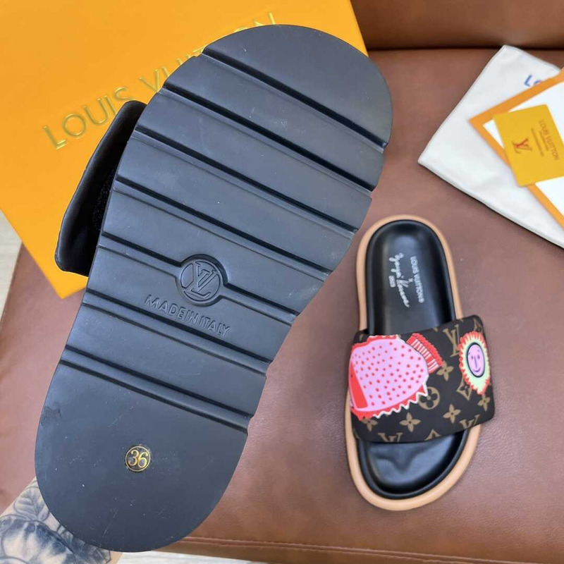 l**is V*t*n yayoi kusama sun series slippers black