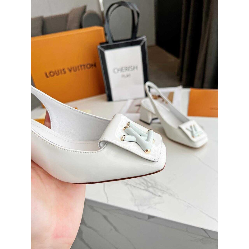 l**is V*t*n | casual style leather block heels party style office style white