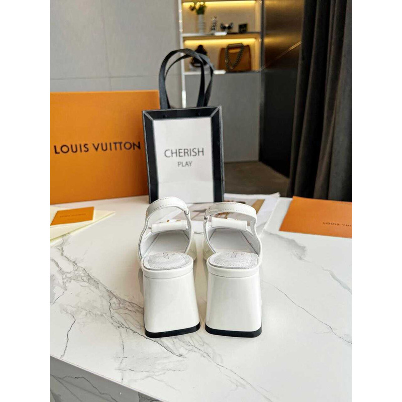 l**is V*t*n | casual style leather block heels party style office style white
