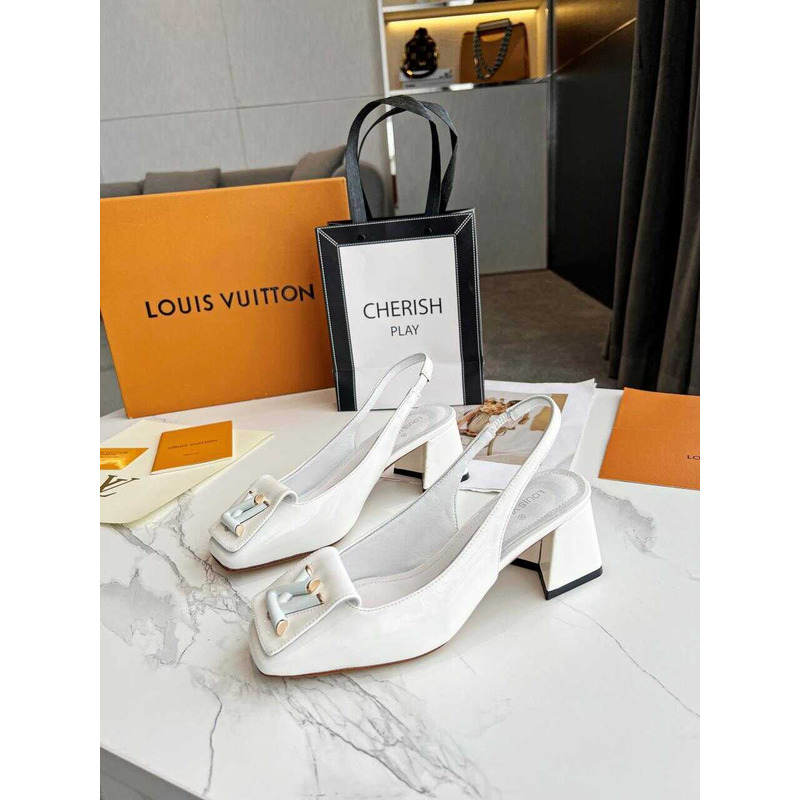 l**is V*t*n | casual style leather block heels party style office style white