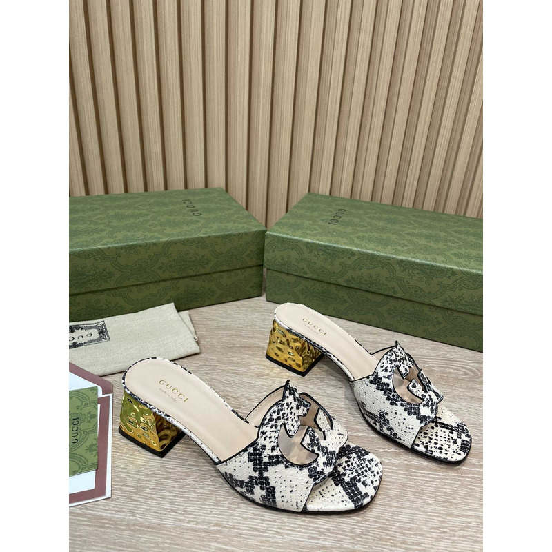 G*u*i horsebit python-print mule sandals