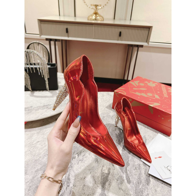 Ch**an louboutin hot chick patent leather pumps 100 red