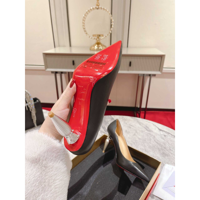 Ch**an louboutin hot chick patent leather pumps 100 black