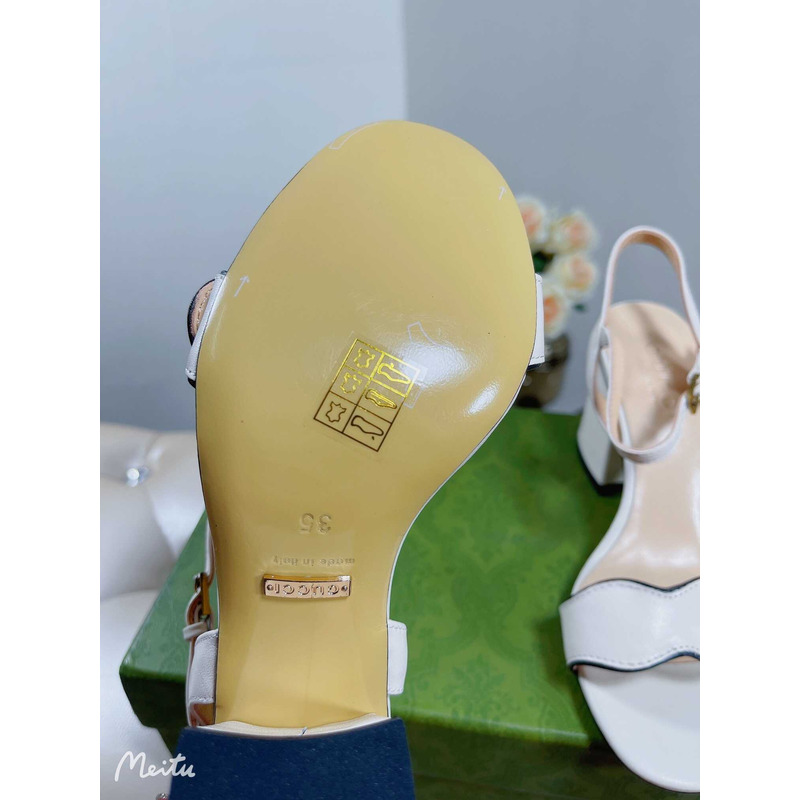 G*u*i leather heels sandal white