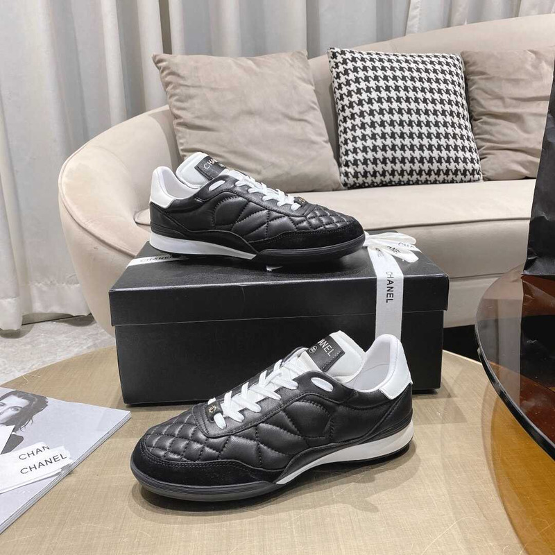 Ch*el platform casual style street style plain leather party style black