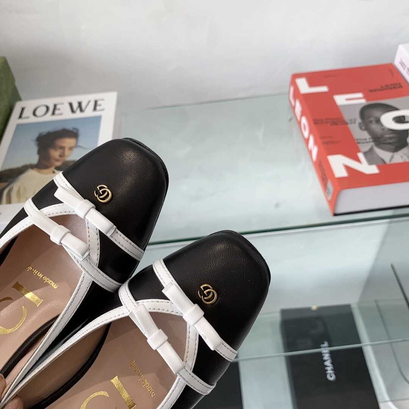 G*u*i leather mid-heel slingback pumps black