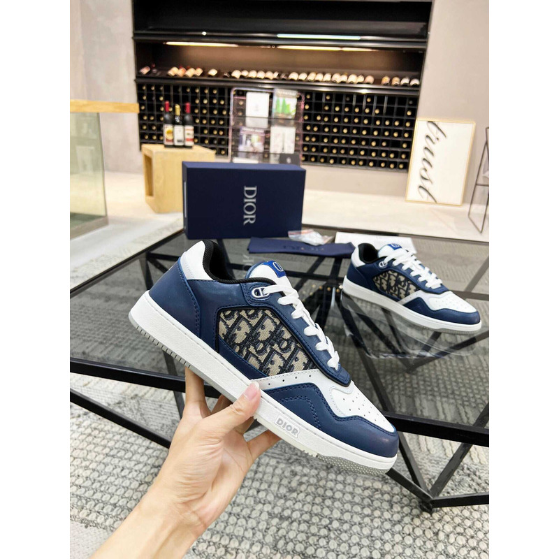 D*or b27 low top sneaker smooth calfskin oblique galaxy leather navy blue