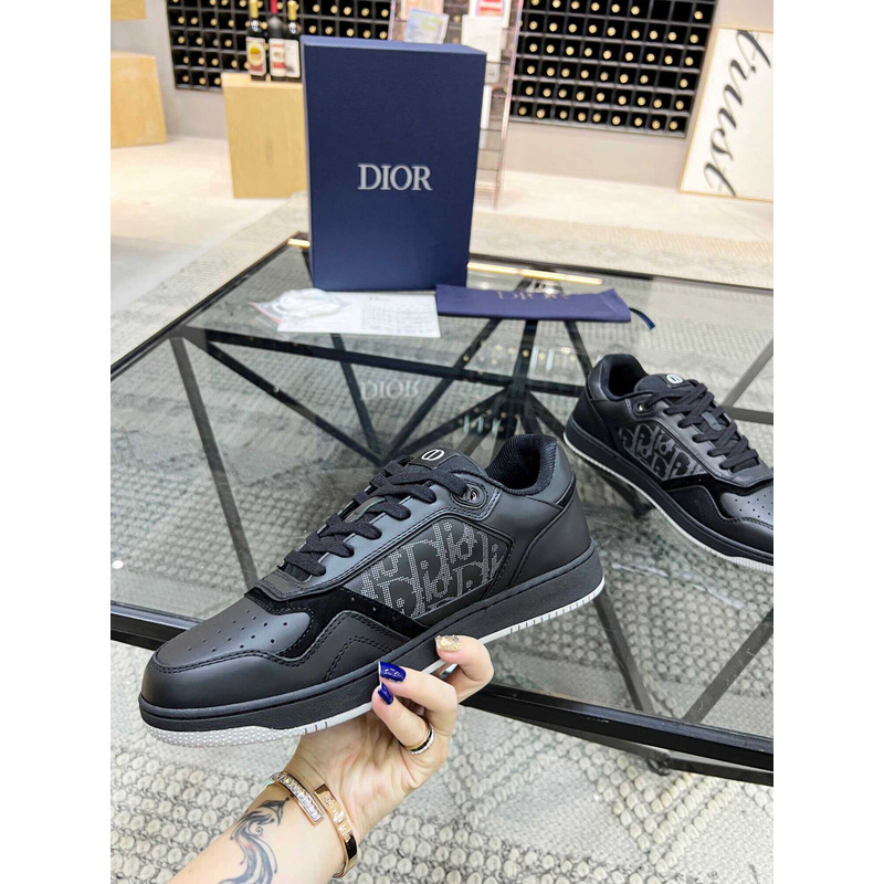 D*or b27 low top sneaker smooth calfskin oblique galaxy leather black