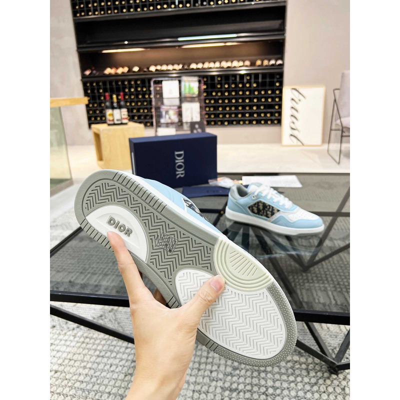 D*or b27 low top sneaker smooth calfskin oblique galaxy leather light blue