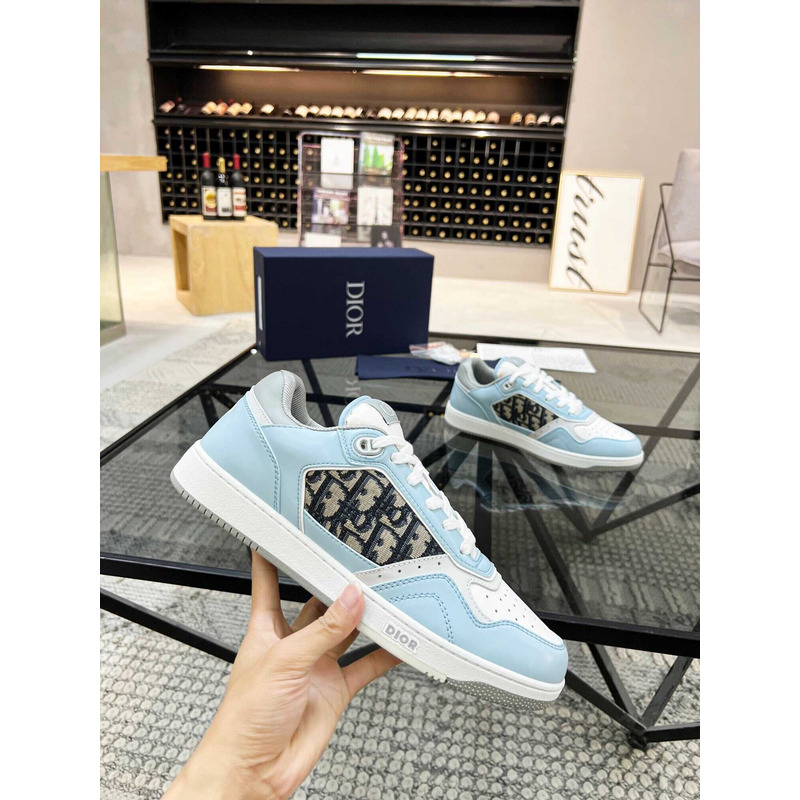 D*or b27 low top sneaker smooth calfskin oblique galaxy leather light blue