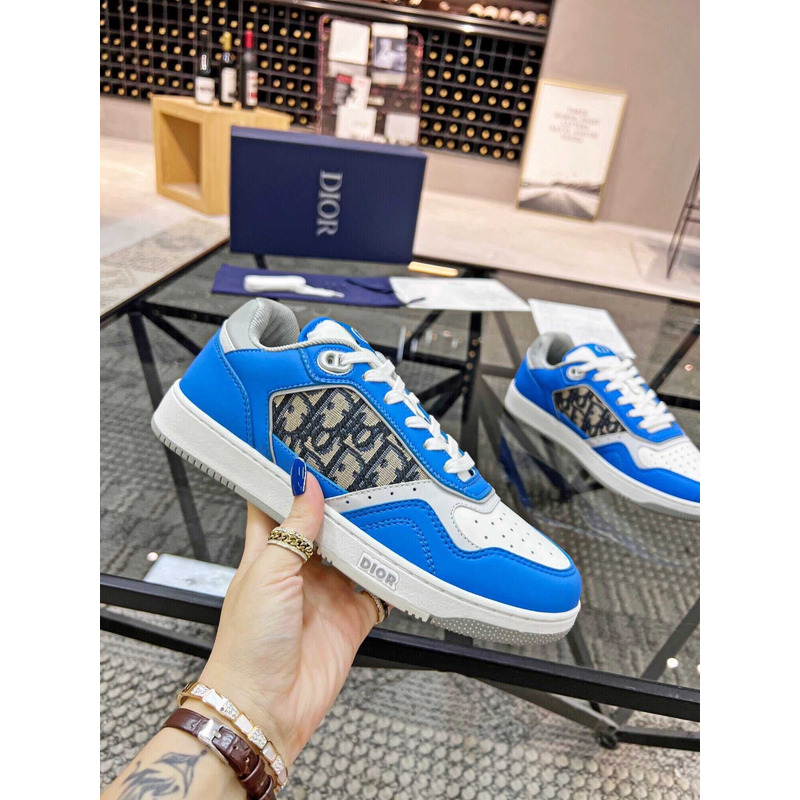 D*or b27 low top sneaker smooth calfskin oblique galaxy leather blue