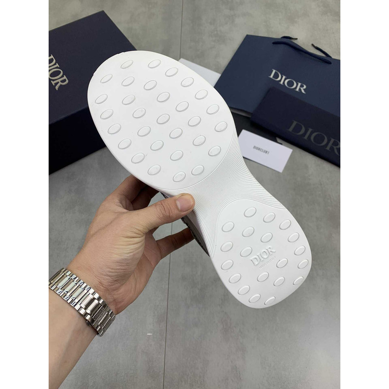 D*or b25 runner sneaker smooth calfskin oblique jacquard grey